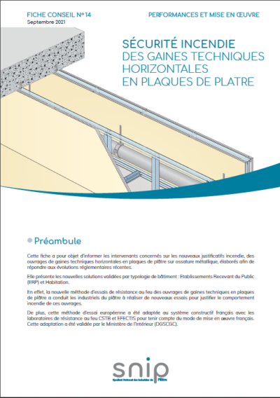 Fiche conseil n°14 – Sécurité incendie des gaines techniques horizontales en plaques de plâtre