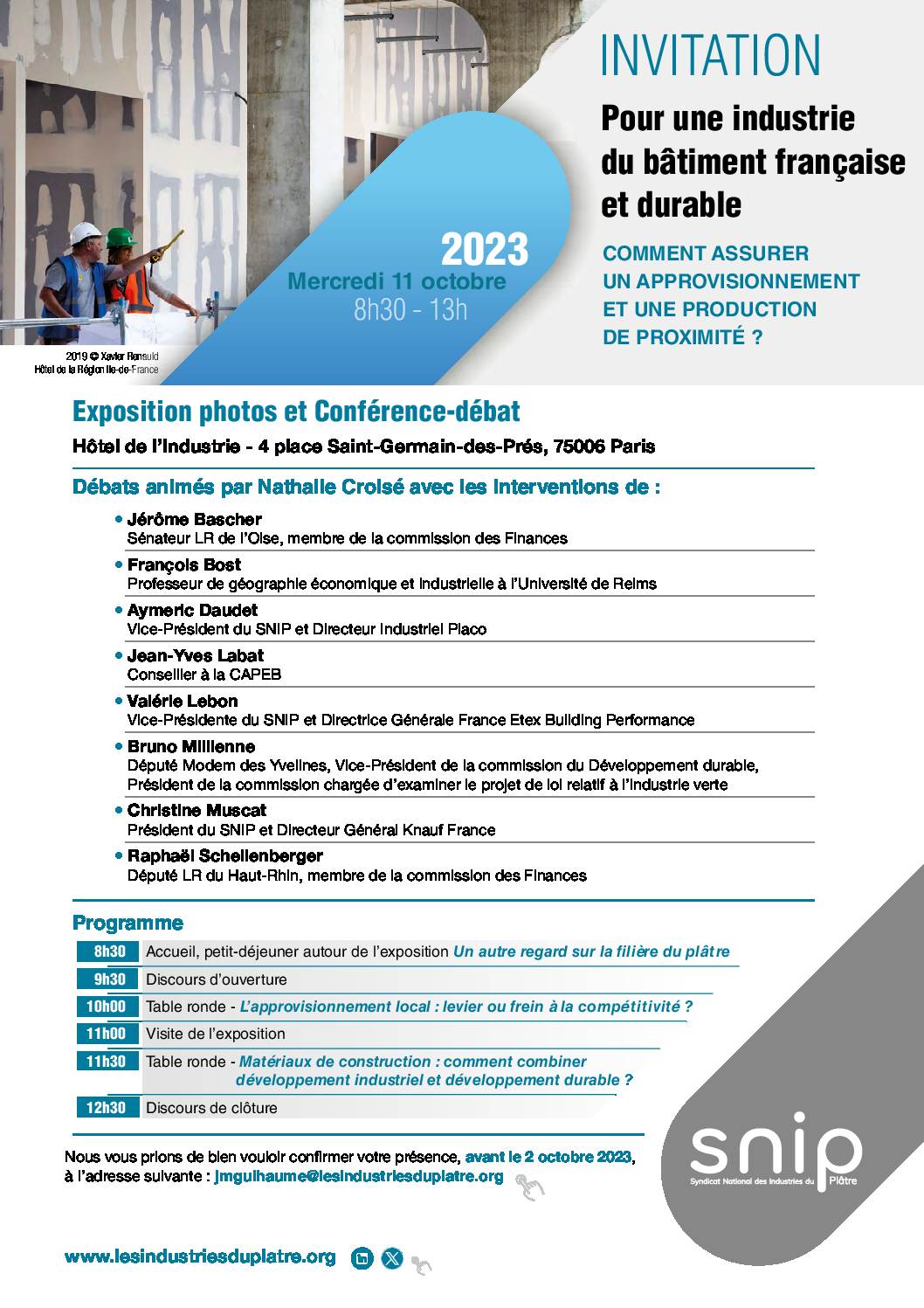 INVITATION Pour une industrie du bâtiment française et durable.