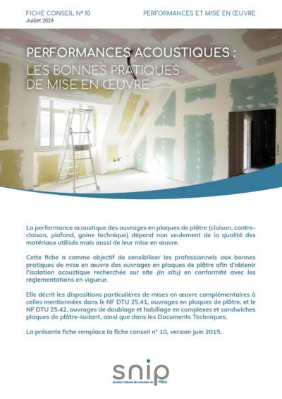 Fiche conseil n°10 – Performances acoustiques : les bonnes pratiques de mise en oeuvre